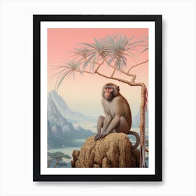 Macaque 1 Tropical Animal Portrait Art Print