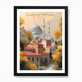 Bridges Between Continents, minimalist soft tones palette, watercolor poster Art Print