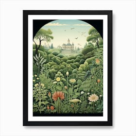 Mirabell Palace Gardens Austria Henri Rousseau Style 1 Art Print