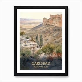 Carlsbad National Park Watercolour Vintage Travel Poster 2 Art Print