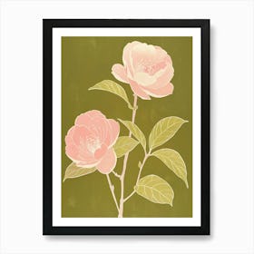 Pink & Green Camellia 2 Art Print