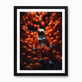 Astronaut In Orange Balls Art Print