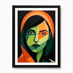Geometric Woman Portrait Pop Art (96) Art Print