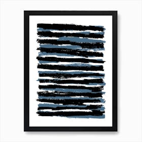 Blue And Black Stripes Art Print