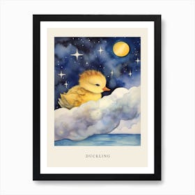 Baby Duckling 1 Sleeping In The Clouds Nursery Poster Art Print