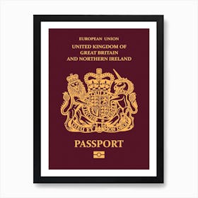 Passport United Kingdom Of Great Britain and Northern Ireland Art Print