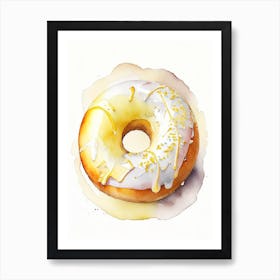 Banana Cream Donut Cute Neon 1 Art Print