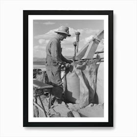 Mormon Farmer Who Lives In Snowville, Utah And Who Farms In Oneida County, Idaho, Bagging Wheat By Russell Lee Art Print