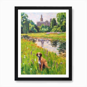 A Painting Of A Dog In Kew Gardens, United Kingdom In The Style Of Impressionism 02 Art Print