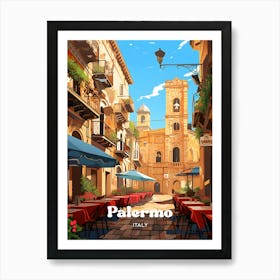 Palermo Italy Street Modern Travel Illustration Art Print