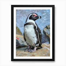 African Penguin Cuverville Island Oil Painting 3 Art Print