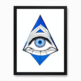 The Ajna Chakra, Symbol, Third Eye Blue & White 6 Art Print