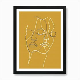 Simplicity Lines Woman Abstract In Yellow 9 Art Print