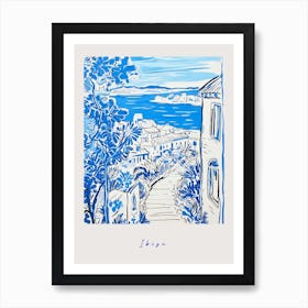 Ibiza Spain Mediterranean Blue Drawing Poster Art Print