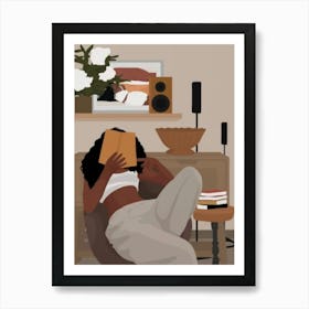 READING GIRL ART, Black Girl Art, Girl Reading, Black Wall Art, Book Poster Art, Curly Hair Girl, Boho Art, Fashion, Black Woman Print Art Print