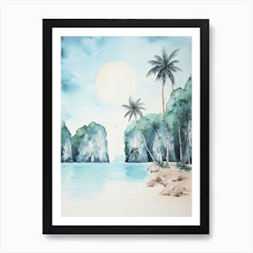 Watercolour Of Maya Bay   Phi Phi Islands Thailand 0 Art Print