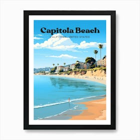 Capitola Beach California United States Modern Travel Illustration Art Print