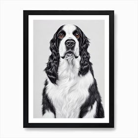 English Springer Spaniel B&W Pencil Dog Poster