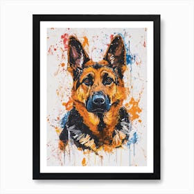 German Shepherd Acrylic Painting 8 Art Print