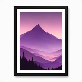 Misty Mountains Vertical Composition In Purple Tone 53 Art Print