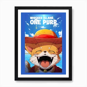 Whisker Island One Purr - Cat Cartoon Inspired By One Piece Art Print