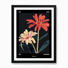 No Rain No Flowers Poster Gerbera Daisy 4 Art Print