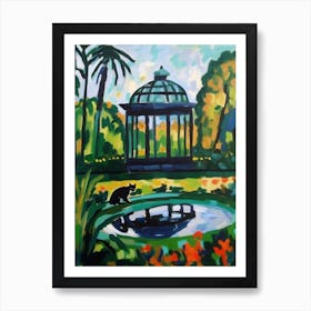 Painting Of A Cat In Royal Botanic Gardens, Kew United Kingdom In The Style Of Matisse 01 Art Print