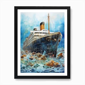 Titanic White Star Watercolour 1 Art Print