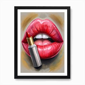 Woman'S Lips And Lipstick Art Print