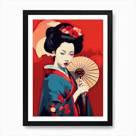 Geisha Flat Illustration  4 Art Print