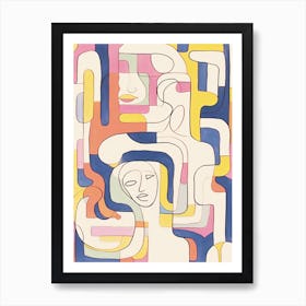 Face Line Art Abstract 2 Art Print