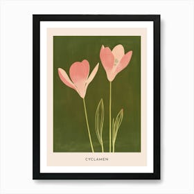 Pink & Green Cyclamen 1 Flower Poster Art Print