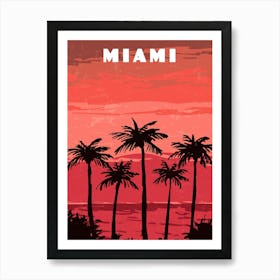 Miami, USA — Retro travel minimalist poster Art Print