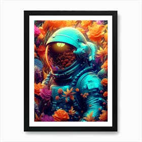 Astronaut In Flowers 2 Art Print