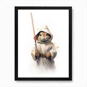 Bunny Rabbit As A Jedi Watercolour 2 Art Print