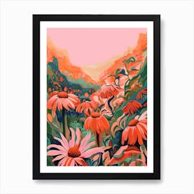 Boho Wildflower Painting Coneflower 3 Art Print