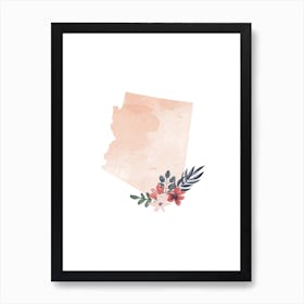 Arizona Watercolor Floral State Art Print