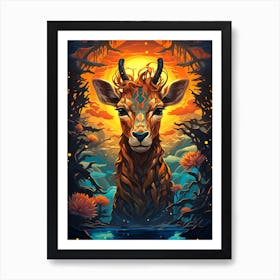 Deer Forest Colorful Art Print