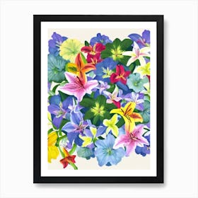 Lilies Modern Colourful Flower Art Print