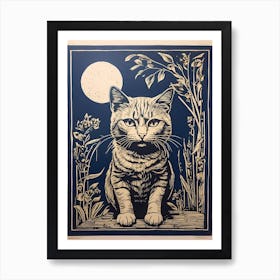 Cat In The Moonlight 1 Art Print