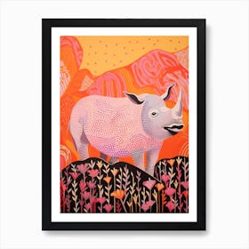 Abstract Rhino In The Nature Linocut Inspired 3 Art Print