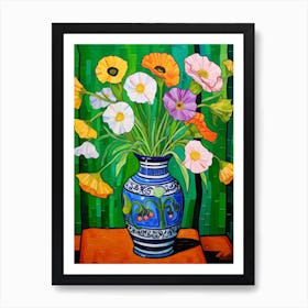 Flowers In A Vase Still Life Painting Cosmos 3 Art Print