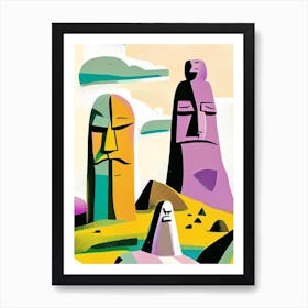 Easter Island Chile Muted Pastel Tropical Destination Art Print