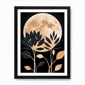 Full Moon With Leaves Art Print