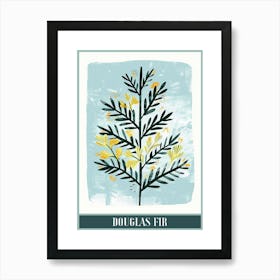 Douglas Fir Tree Illustration Flat 8 Poster Art Print