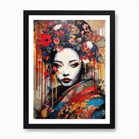 Grafitti Of A Geisha Street Art 4 Art Print