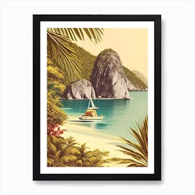 La Digue Seychelles Vintage Sketch Tropical Destination Art Print