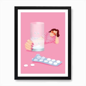 Morning After The Night Before Hangover Pink Art Print