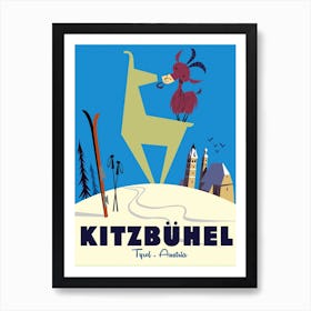 Kitzbuhel Ibex Poster Blue & White Affiche