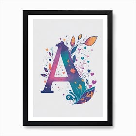 Colorful Letter A Illustration 26 Art Print